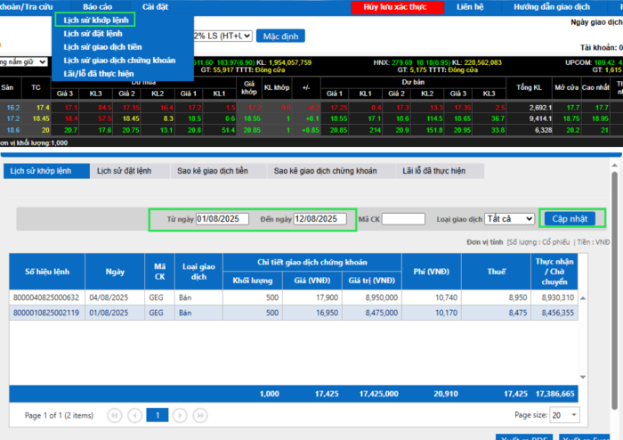 Hướng dẫn sử dụng webtrading (Strade)