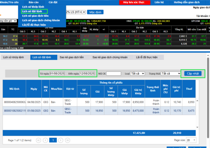 Hướng dẫn sử dụng webtrading (Strade)