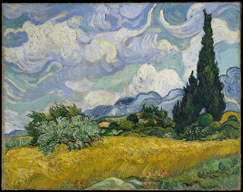 WHEAT FIELD WITH CYPRESSES 1889 BY VINCENT VAN GOGH