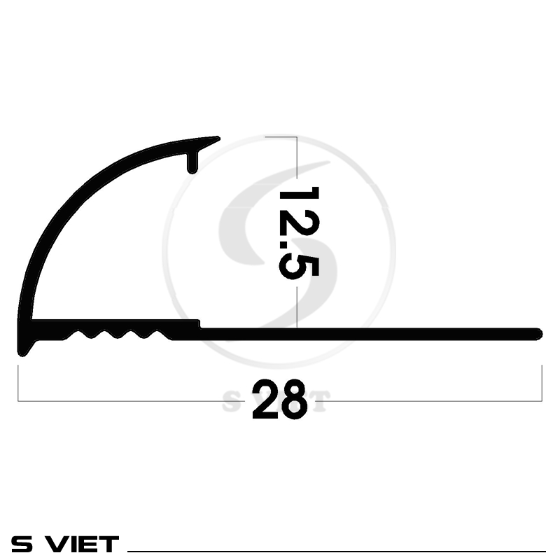 Nẹp nhôm bo góc tròn YC12