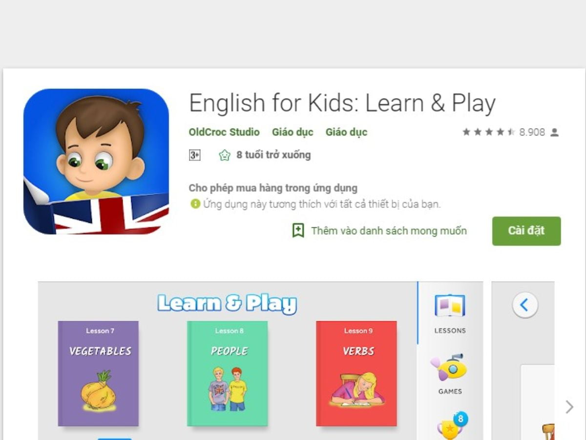 English for Kids: Learn & Play là ứng dụng học tiếng Anh miễn phí