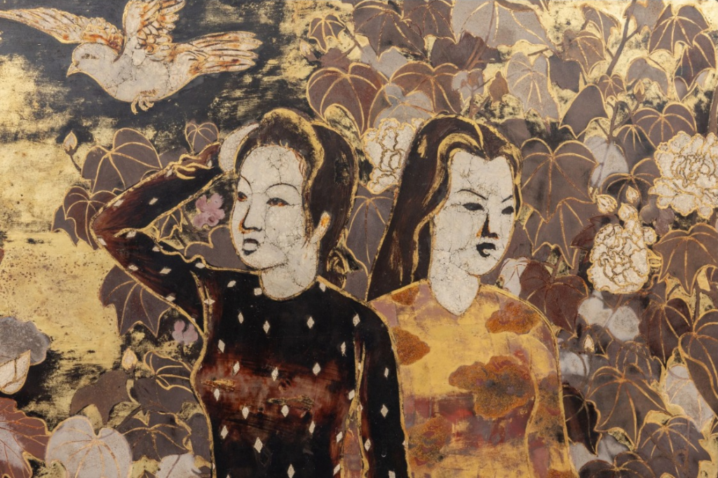 ‘ELEGANT LADIES IN A GARDEN’, A VERY RARE LACQUER PAINTING OF ARTIST HOÀNG TÍCH CHÙ (1912-2003)