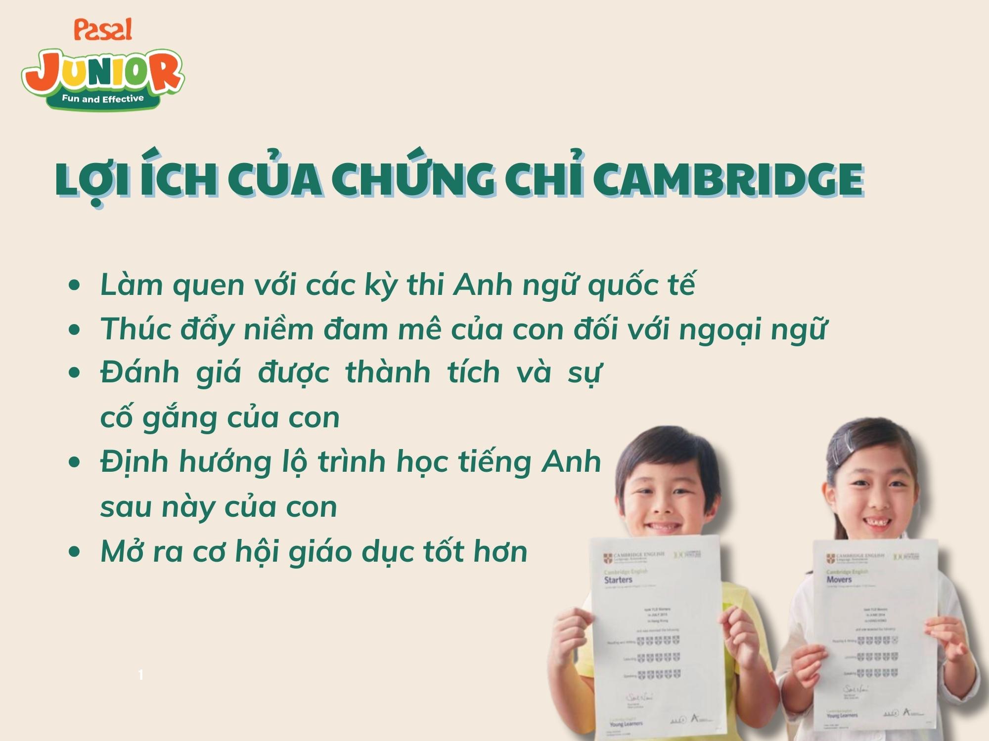 Lợi ích của chứng chỉ Cambridge tiểu học