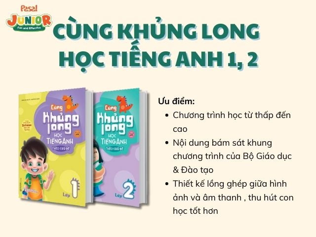 Sách tiếng Anh cho trẻ em - Cùng Khủng Long học tiếng Anh 1,2 