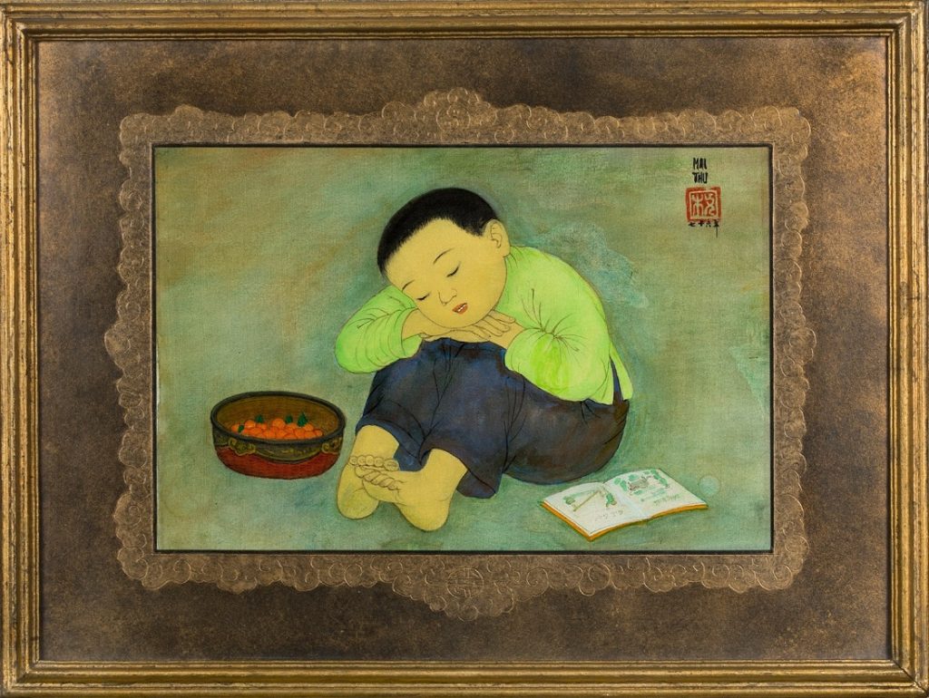 THE ARTWORK ‘ENFANT ENDORMI AVEC (PANIER DE COMQUATS)’ BY MAI TRUNG THỨ