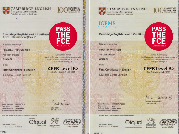 Chứng chỉ FCE (First Certificate in English – B2)