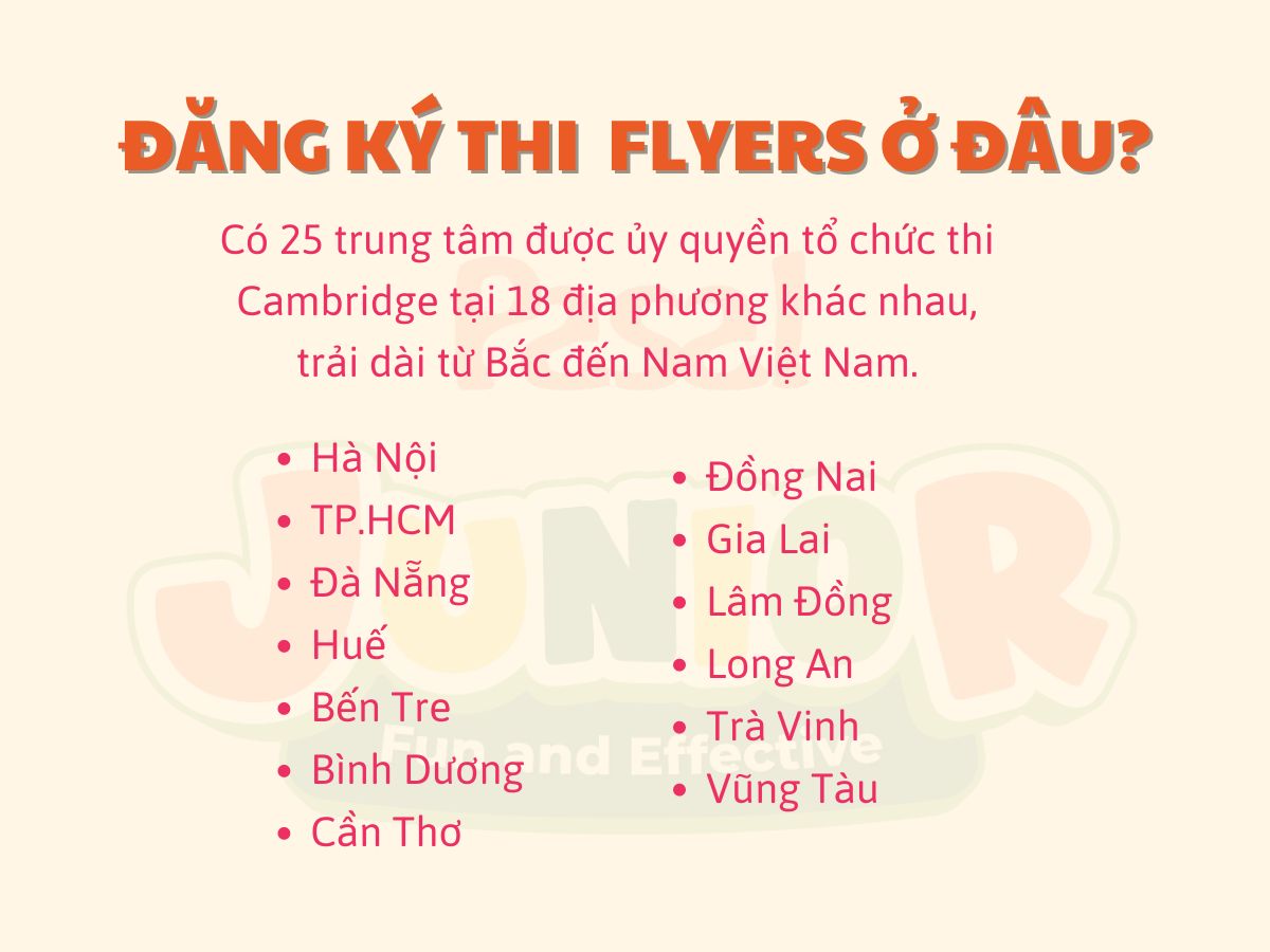 Trẻ có thể đăng ký thi Flyers ở đâu?