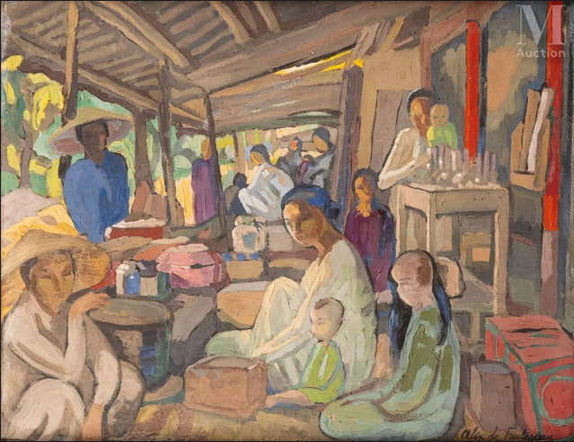 ALIX AYMÉ (1894-1989), “CẢNH CHỢ TẠI HÀ NỘI”