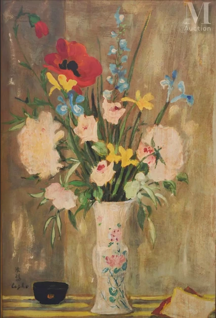 FLOWER STILL LIFE PAINTINGS OF ARTIST LÊ PHỔ (1907-2001)