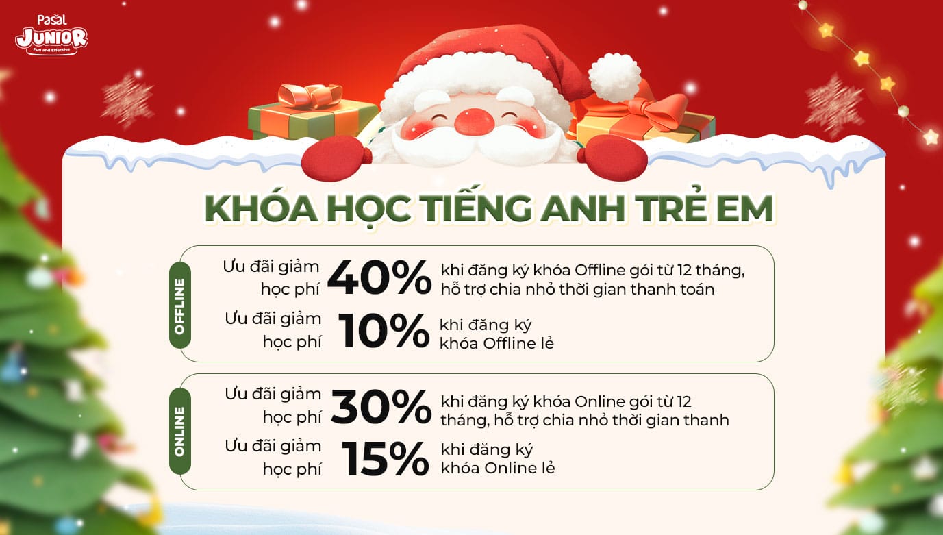 Ưu đãi khóa học tiếng anh trẻ em giảng sinh Pasal